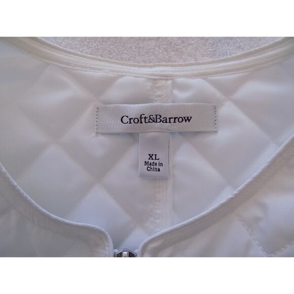 Croft & Barrow white quilted jacket coat zip front size XL - Picture 7 of 8